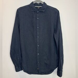 Superdry Men's Navy Button Down Shirt size medium 100% linen classic summer